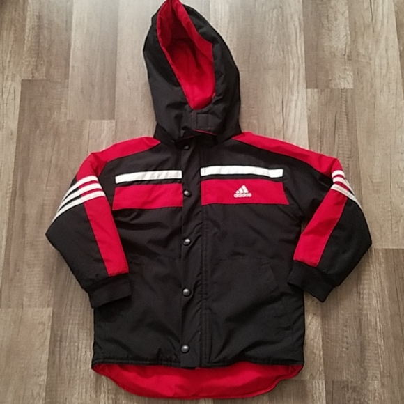 adidas Boys Red & Black Reversible Jacket 5 - Picture 8 of 12